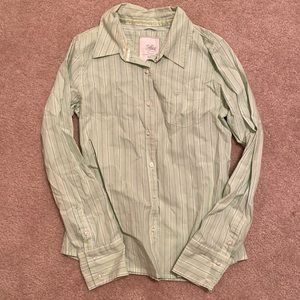Justice girls light green button up shirt